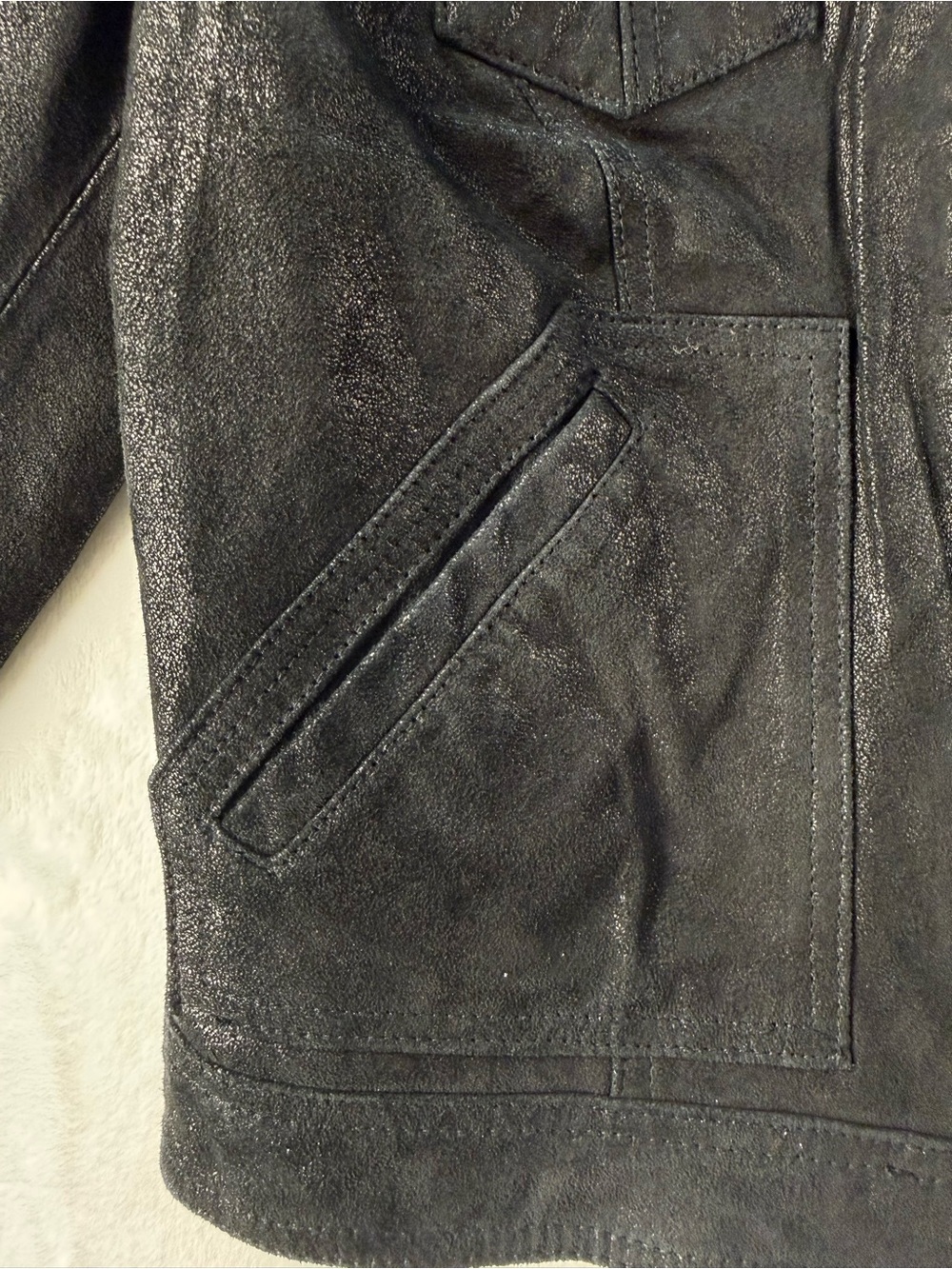 Levi's Black Faux Leather Moto Jacket with Silver Zip - Picture 7 of 14